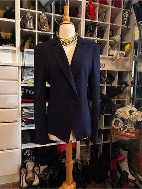 BCBGMaxAzria Navy Single-Button Tailored Blazer